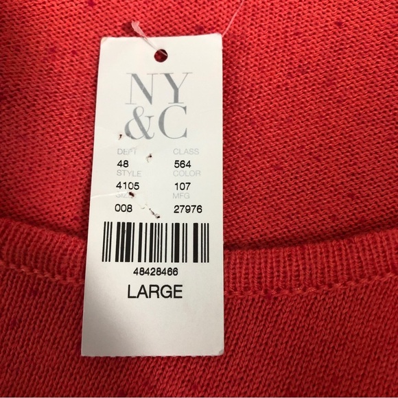 7th Avenue New York & Co. Pleated Short Sleeves Tie Sweater NWT Large - Picture 4 of 8